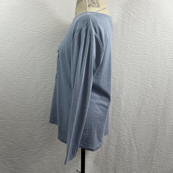 Croft & Barrow Classic Tee L/S Graphic Love & Light Hanukkah Top Blue Sz L - Picture 3 of 5